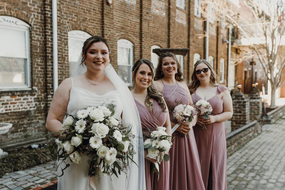 Bride with bridesmaids