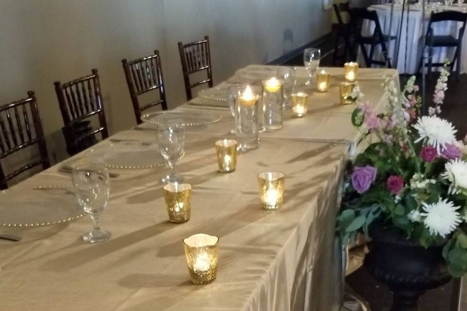 Candlelit dinner setup