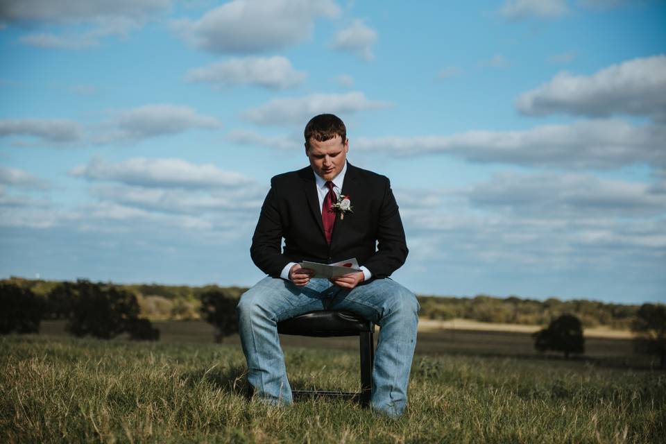 Groom reads his letter