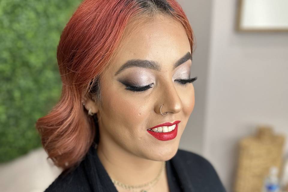 Full Glam with a bold lip