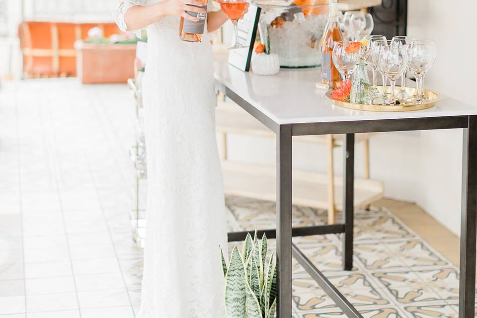 Bride with cocktails