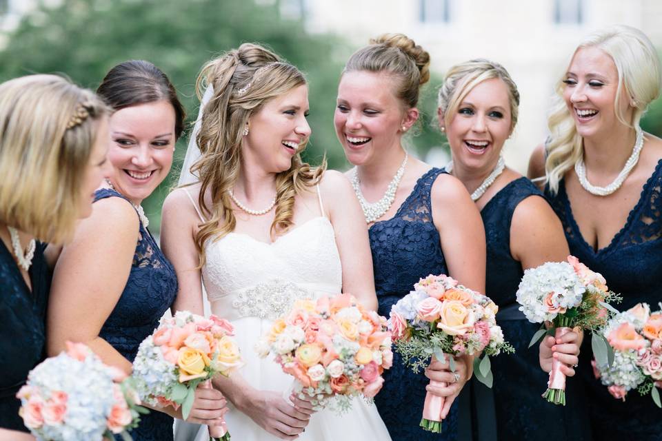 Bride and her bridesmaids