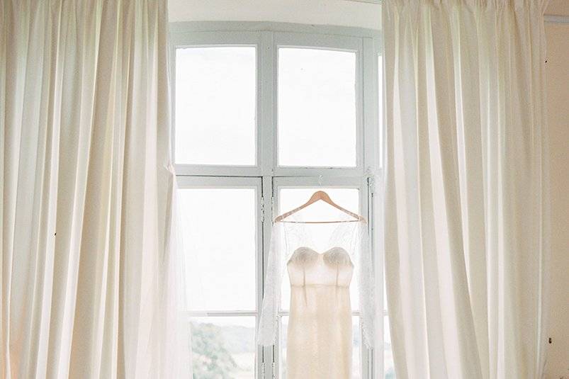 Wedding dress hanging