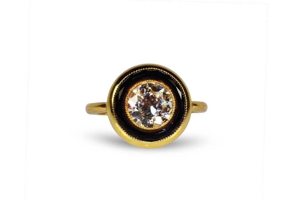 Diamond & Onyx Engagement Ring