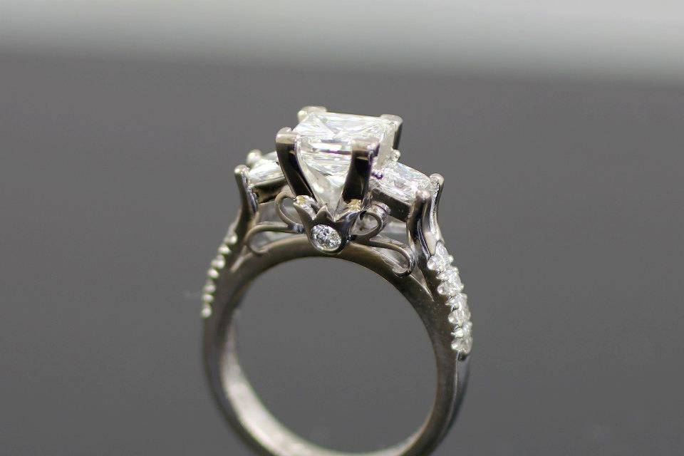 Three Princess Diamond Ring