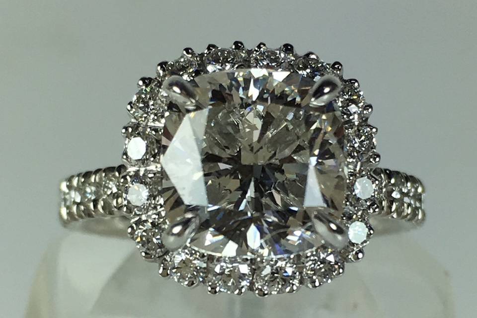 Halo Cushion Diamond Ring