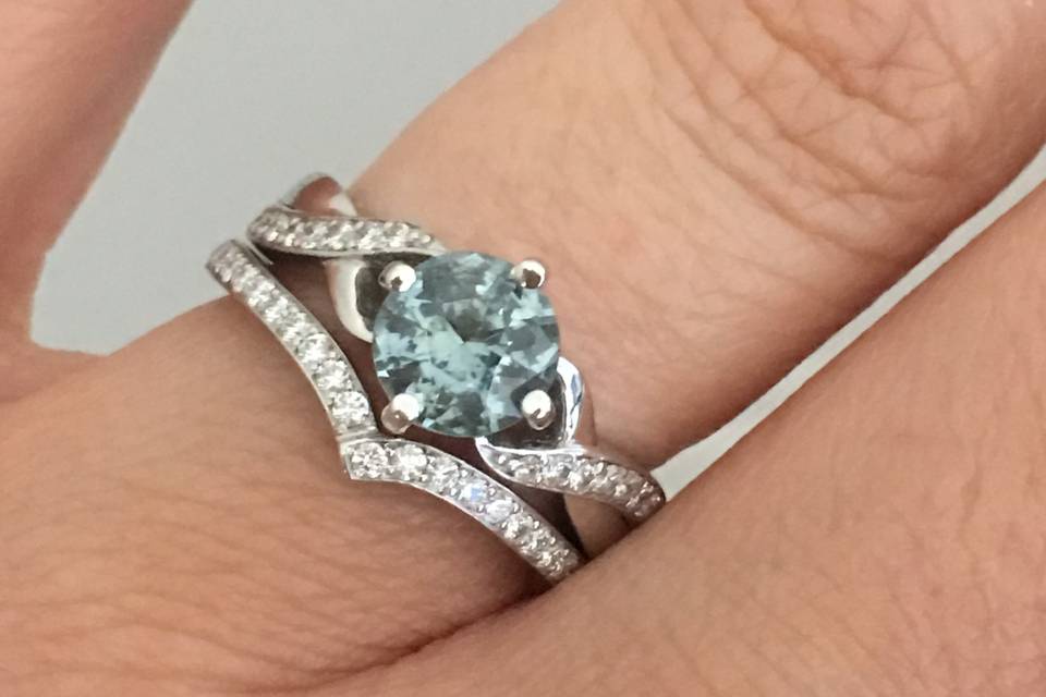 Sapphire and Diamond Ring Set