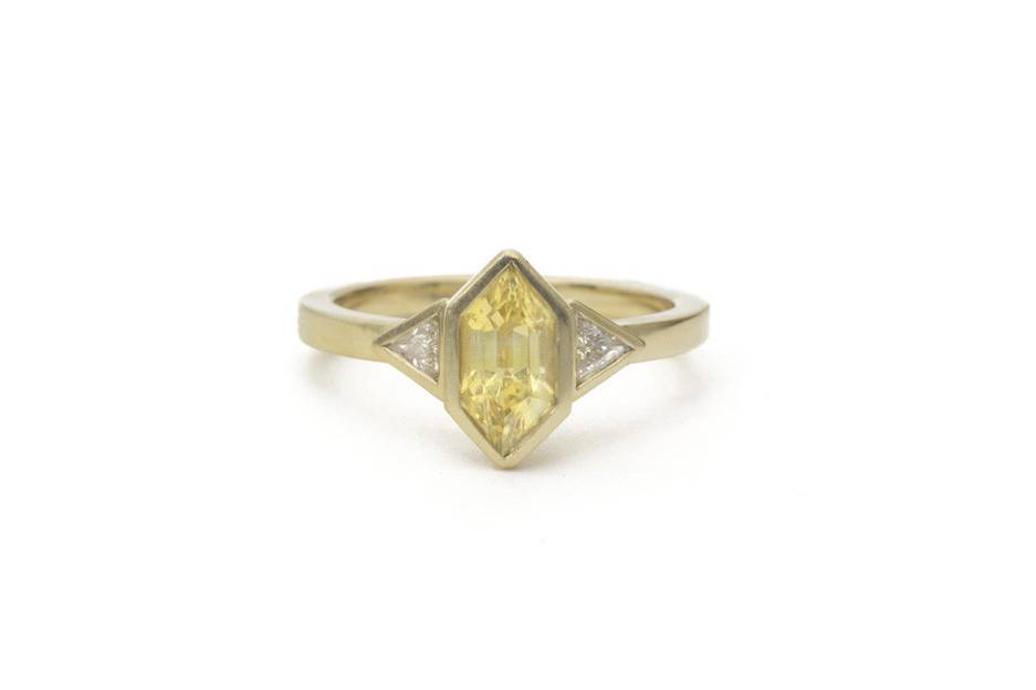 Custom yellow sapphire and diamond engagement ring