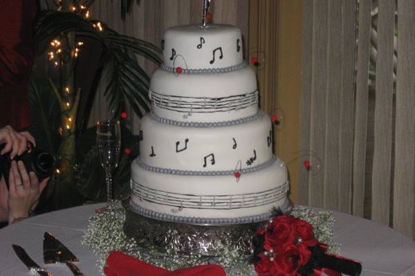 Multiple layered wedding cake