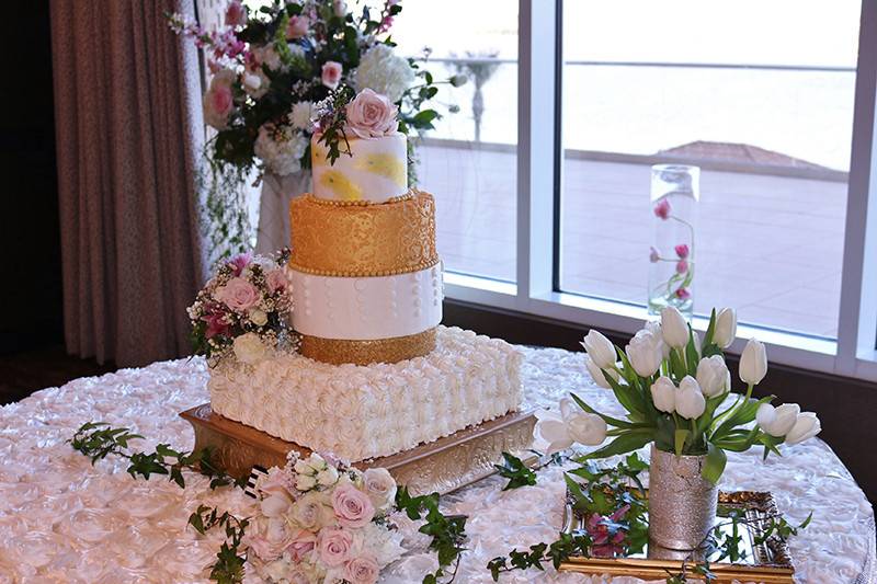 Multiple layer wedding cake