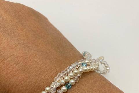 Blue accented triple bracelet