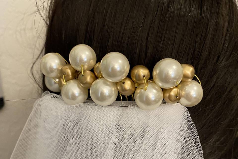 Pearl and beaded hair comb