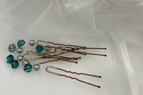 Blue & Grey Hair Jewelry set