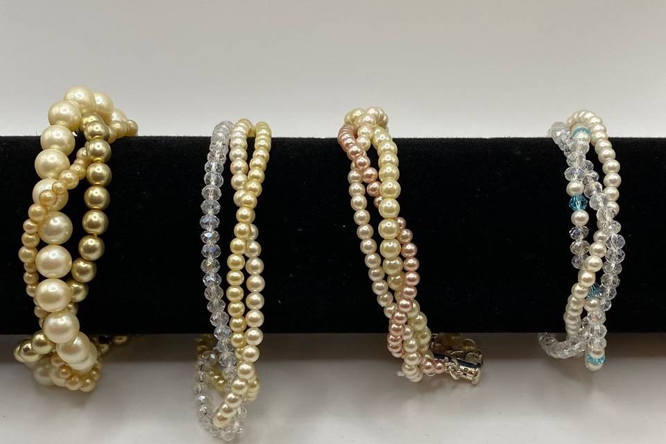 Triple strand jeweled bracelet