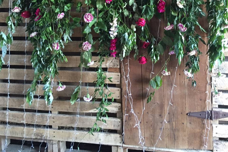 Flower Wall for Barn wedding