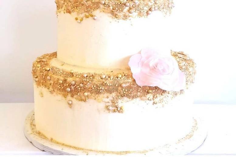 Cream and gold cake