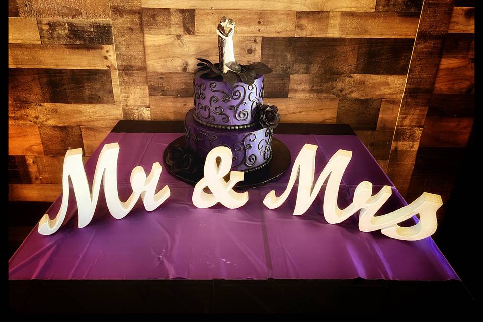 Halloween themed wedding cake