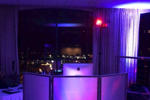 Illuminated booth facade
