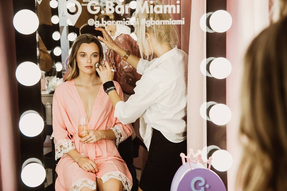 Bridesmaid getting ready