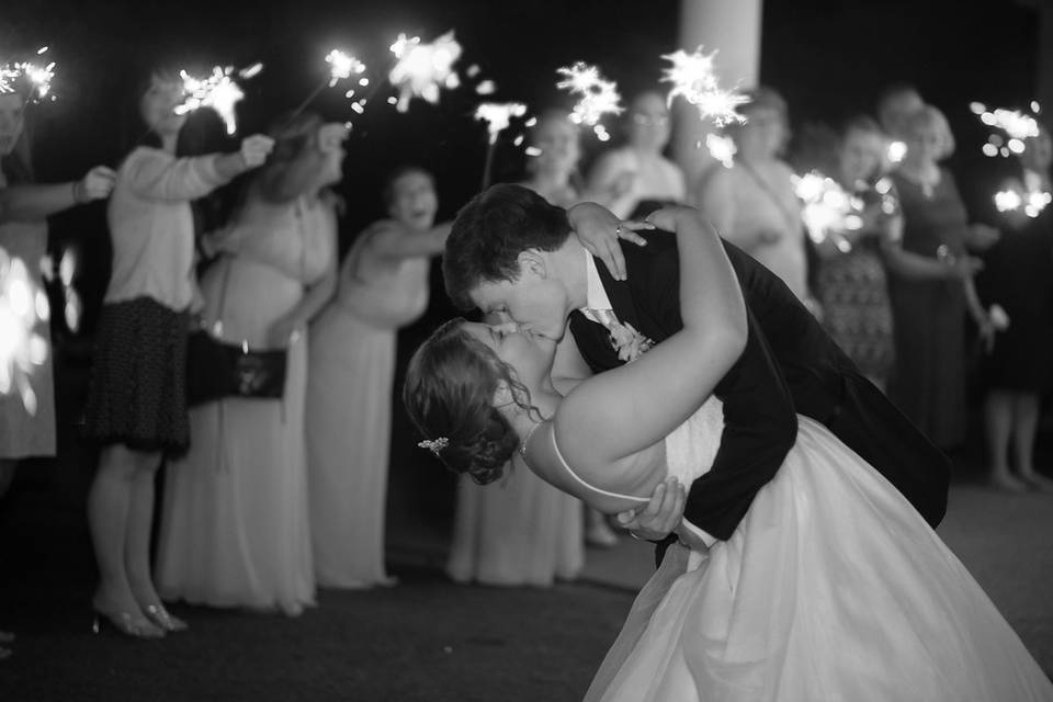 Couple's traditional kiss