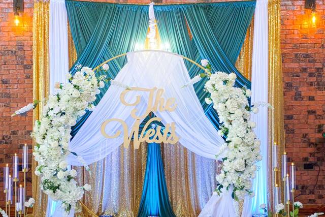 Emerald green wedding drapery