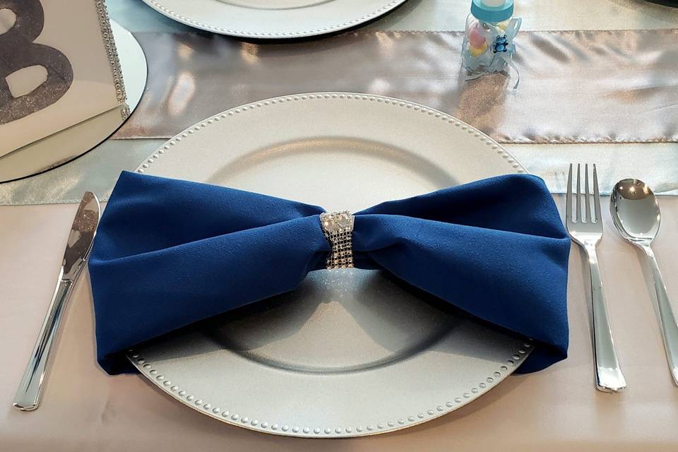 Royal Blue Bow Napkin W/ Ring