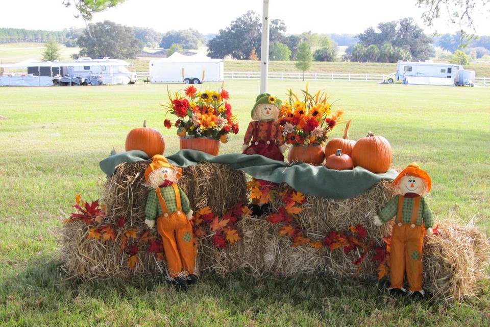 decor at The Ocala Pumpkin Run 2011--Horsepower in the heart of horse country.