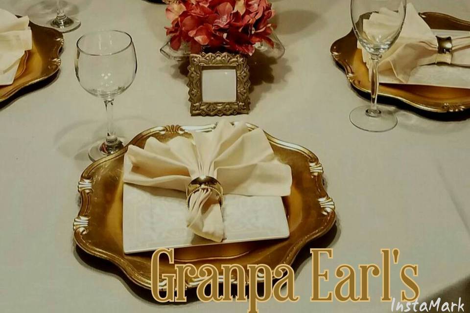 Table setup with centerpiece