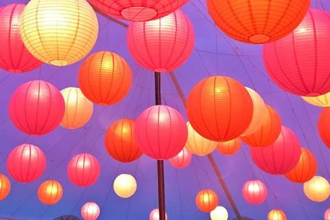 Paper lanterns in color