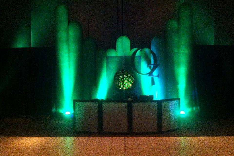 DJ booth and lighting