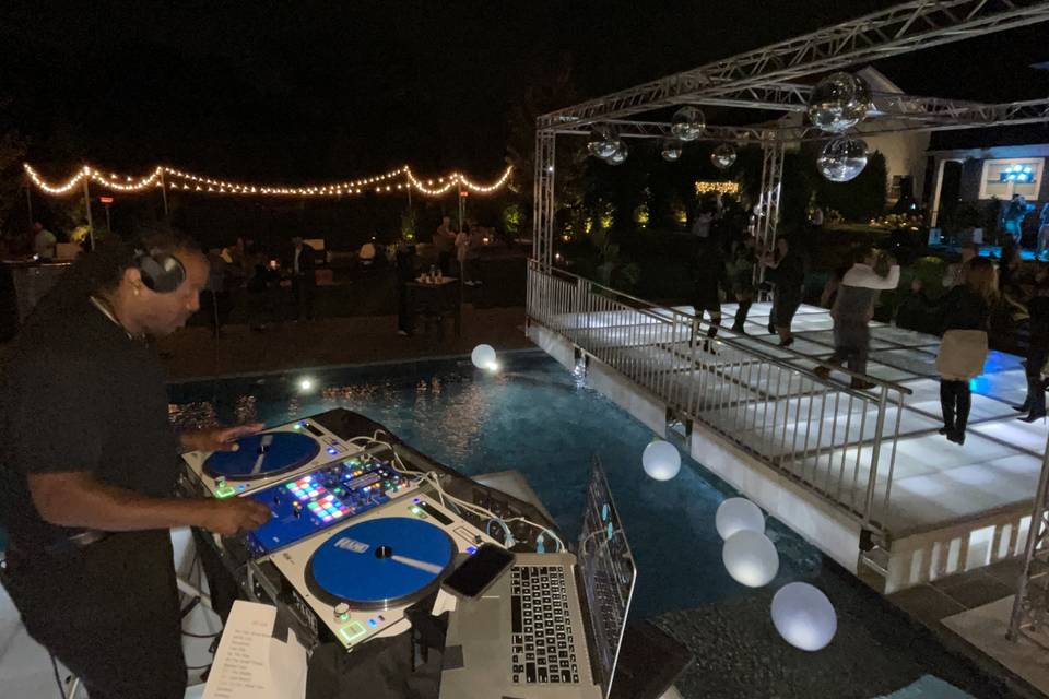 DJ Booth setup over pool