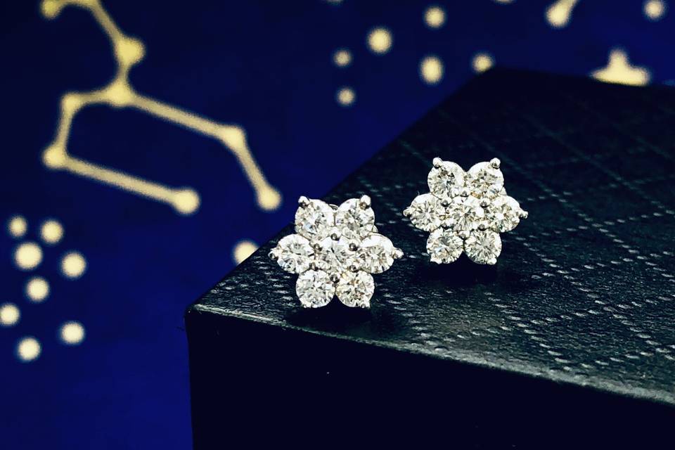 Floral diamond earrings