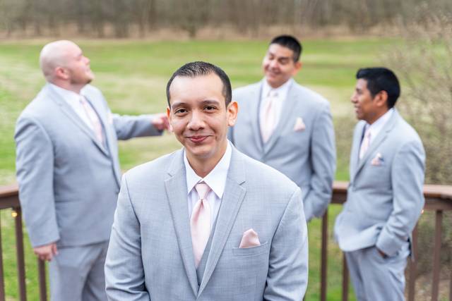 Groom and groomsmen in blue
