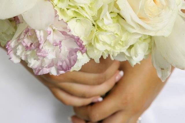 The bride holding her bouquet