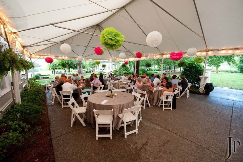 Table setup with flower centerpiece