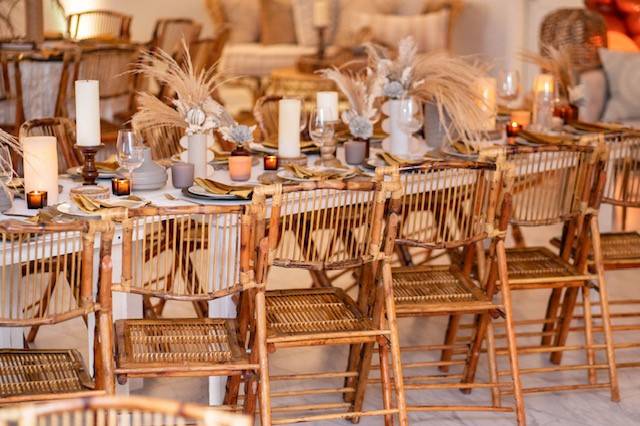 Bamboo chairs for rustic receptions