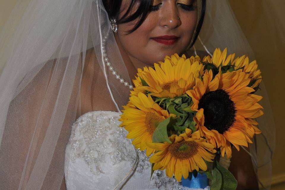 Bride with sunflowers