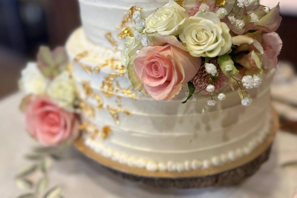 Floral 2-tier with Gold Leaf