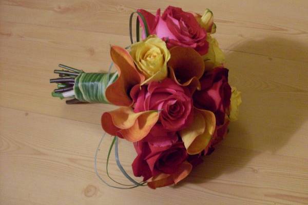 Tropical bouquet. Handle wrapped with a Ti Leaf.