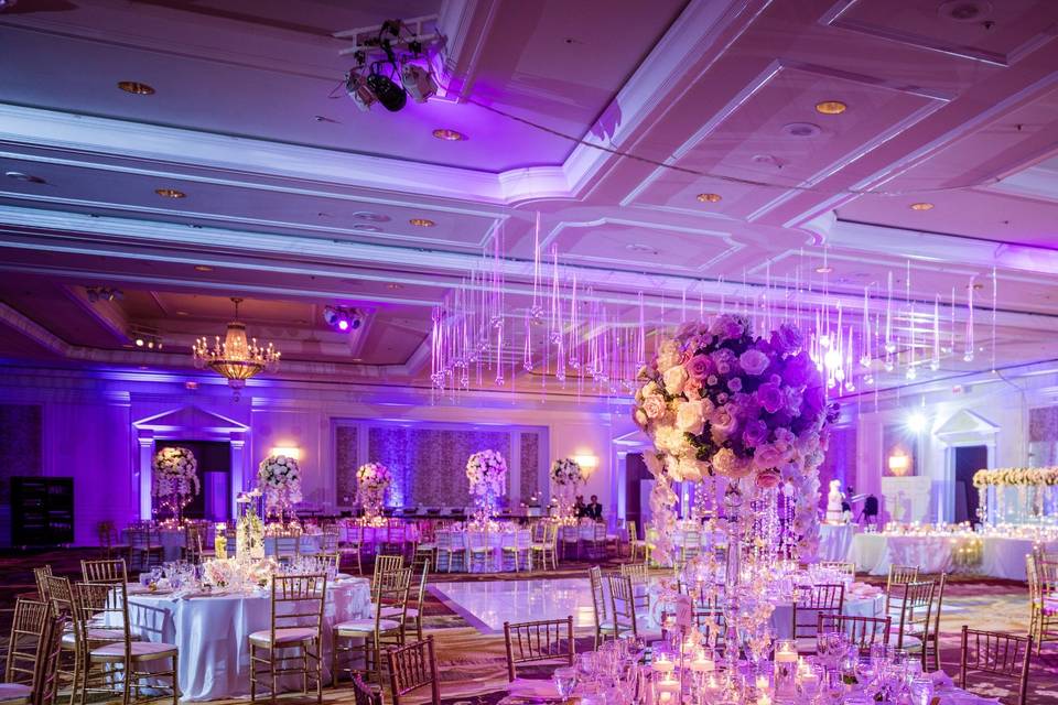 A beautifully lit ballroom