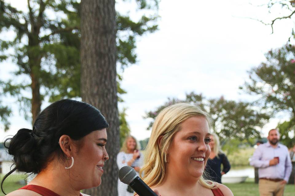 Maids of honor share stories.