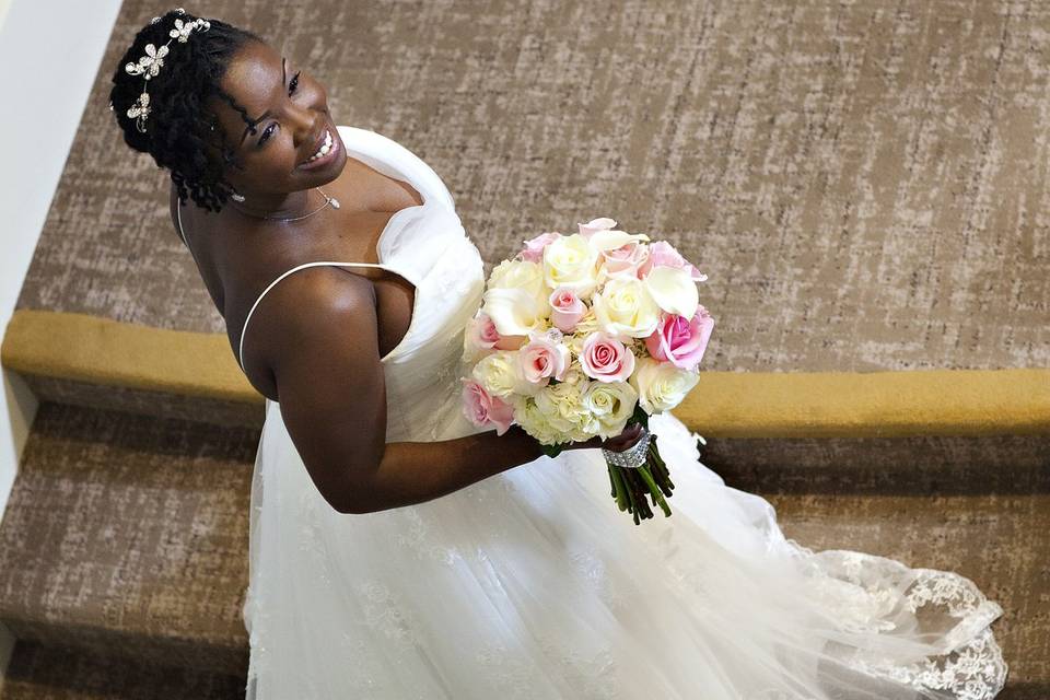 Pink and White Bridal Bouquet