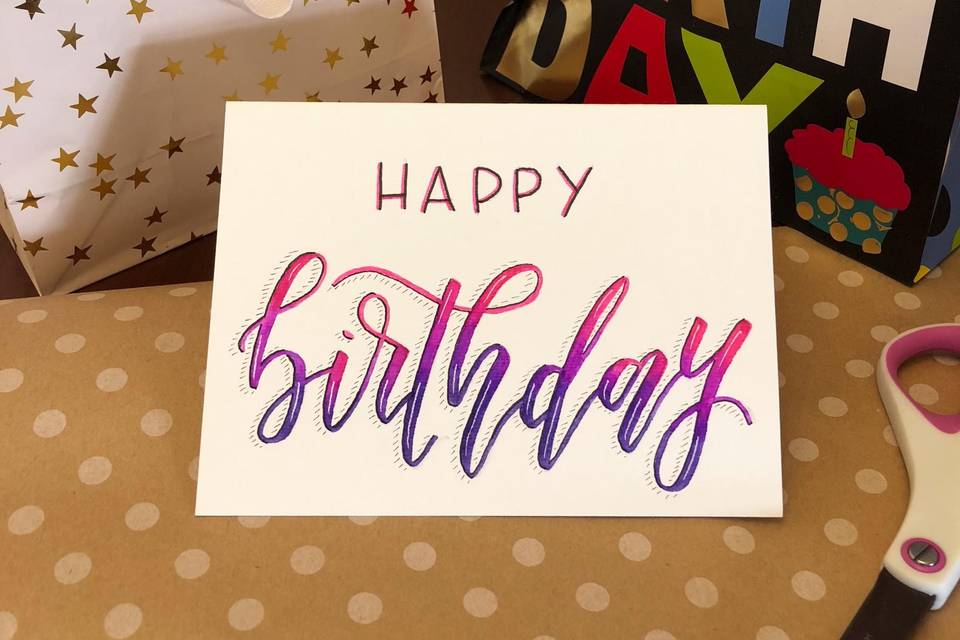 Hand-Lettered Birthday Card