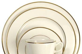 Gold lined plates and cup
