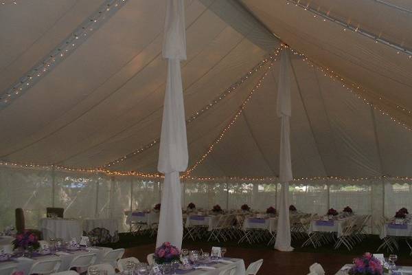 Reception tent decor