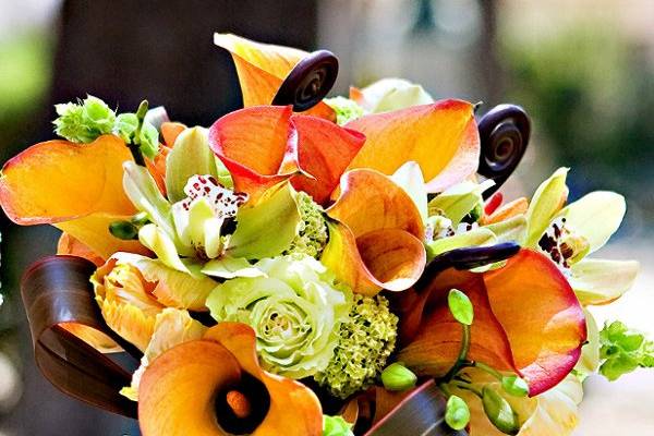 Colorful & Bright Orange and Green Bridal Bouquet