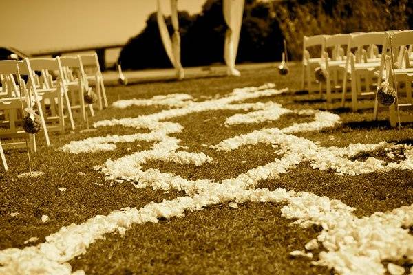 Aisle Design with rose petals