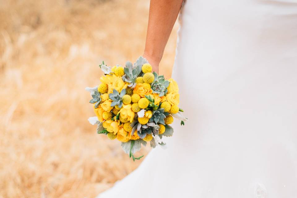 Succulent and yellow bouquet