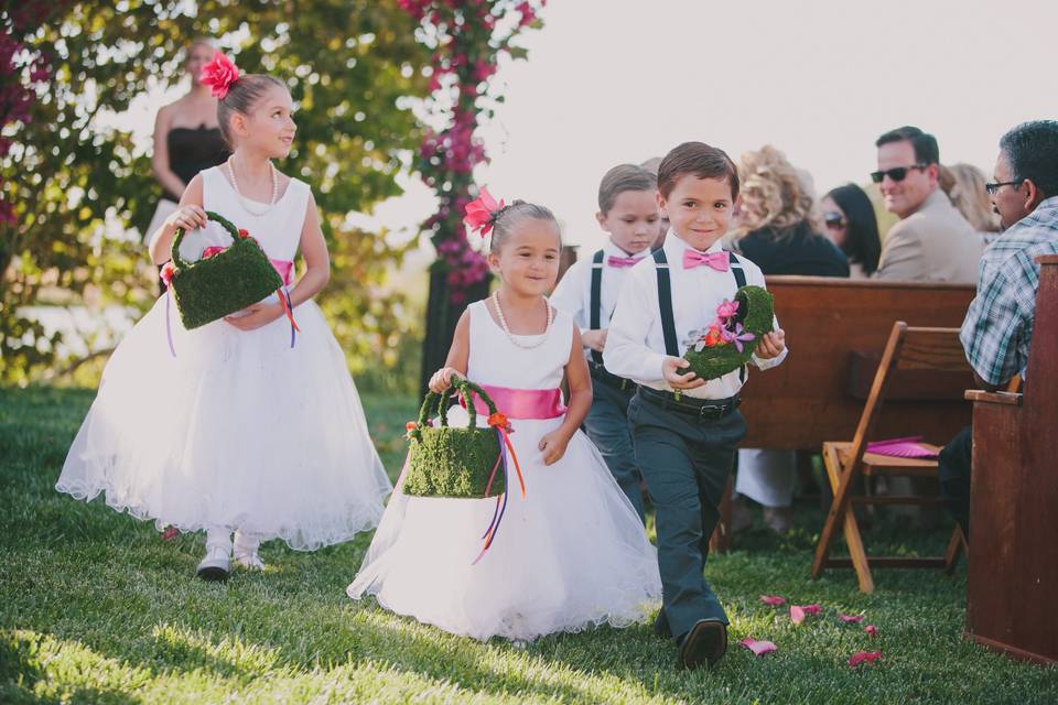 Moss purse and shoes for flower girls and ring bearers