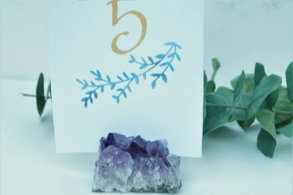 Amethyst place card holder